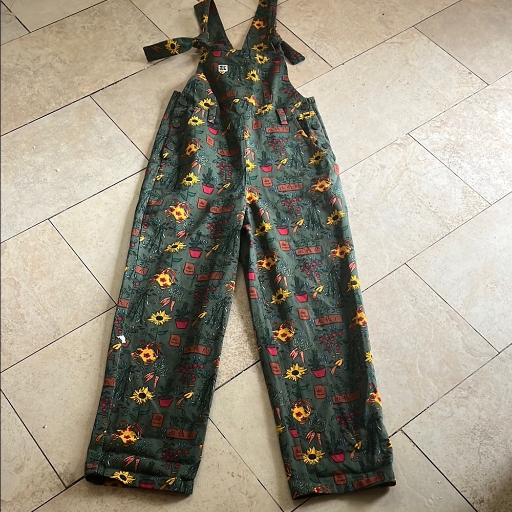 Lucy & Yak Green Floral Print Overalls